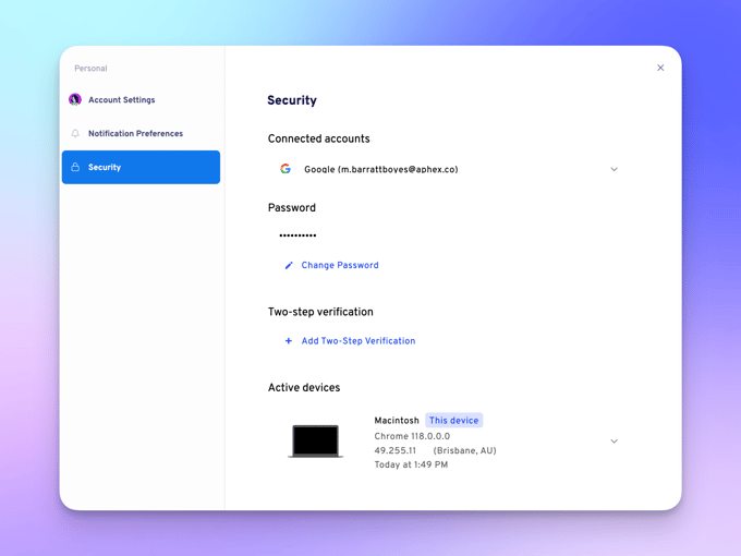 Aphex New Security Tab