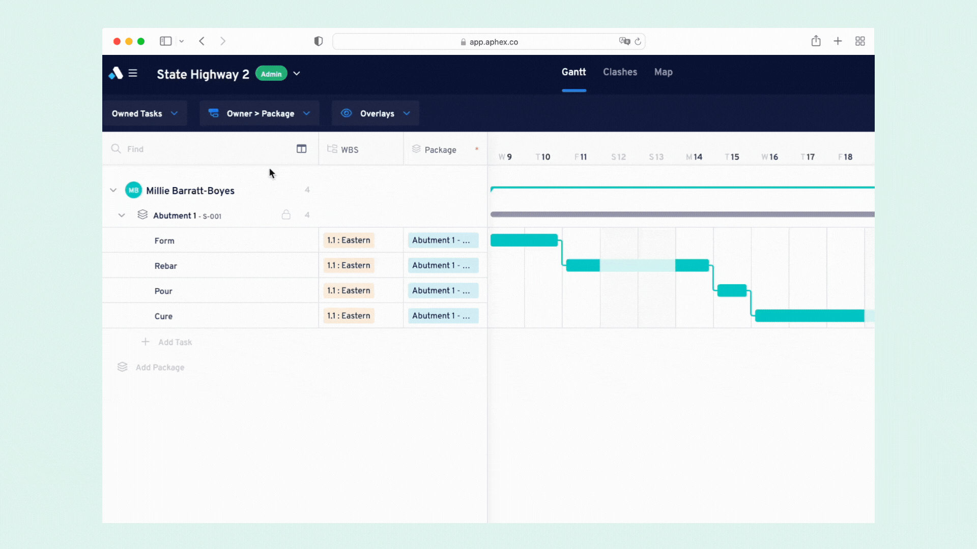 A GIF highlighting the different views available in Aphex Construction Scheduling Software 