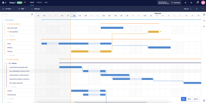 Milestones in Aphex construction scheduling software